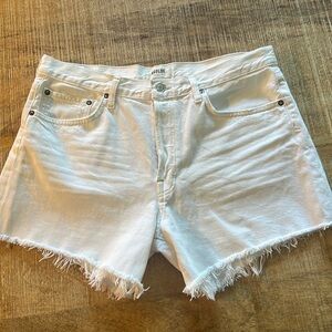 Agolde white denim shorts
